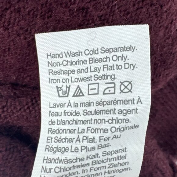 J.Crew Merino Alpaca Blend Mock neck Puff Sleeve Sweater Maroon Size Medium - Picture 6 of 8